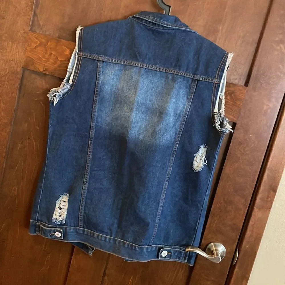 Coofandy Mens Distressed Denim Vest - S